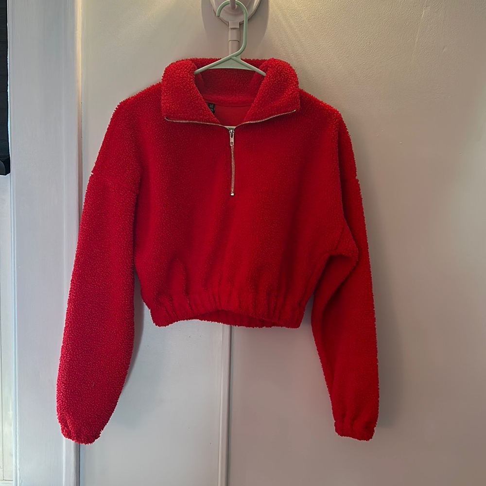 cropped red jacket